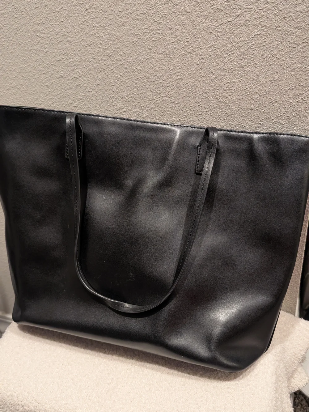 kate spade Black Leather Tote with Gold Logo